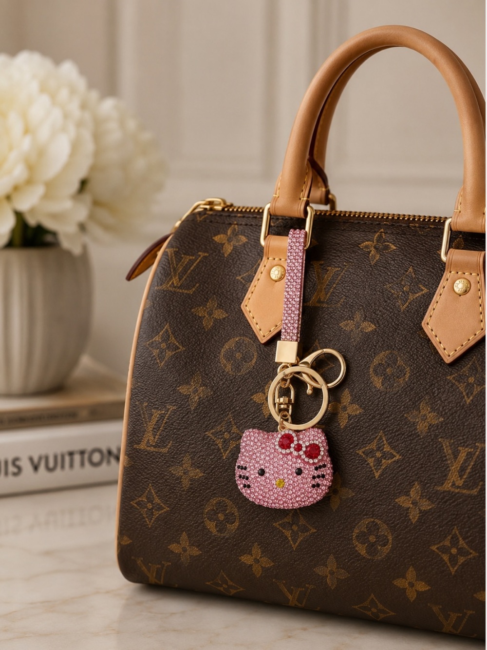 New Hello Kitty theme Rhinestone Bling Bag Charm Keychain Kawaii‎ Sanrio Girlie